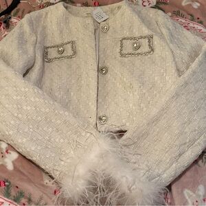 White pearly crop jacket